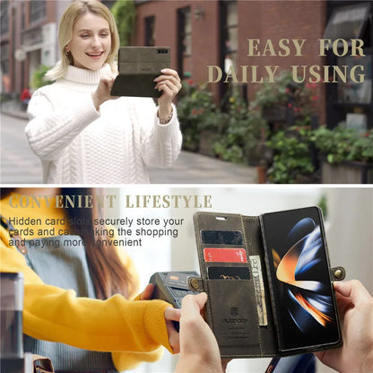 Retor Magnetic Leather Wallet Card Slots Phone Case for Samsung Galaxy Z Fold 7 6 5 4  Fold6 Fold5 Fold4 Flip Stand Cover Bag