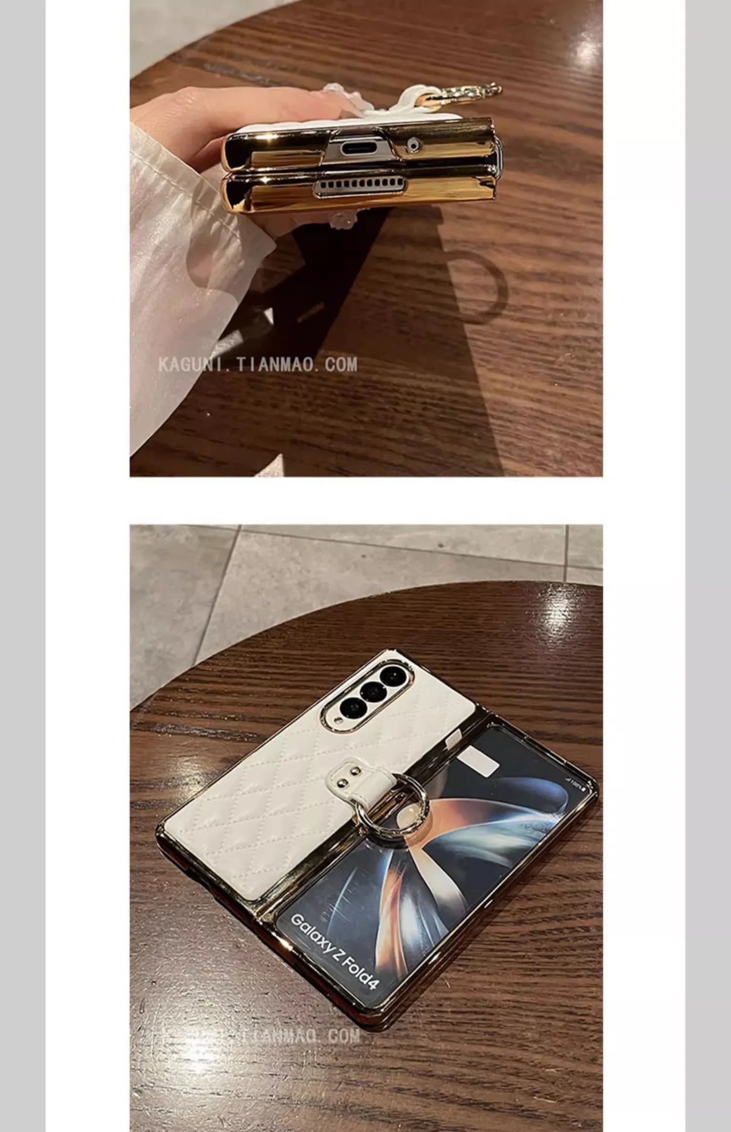 Leather Case with Ring Screen Protector for Samsung Galaxy Z, Fold 5, 6, 7 Z Fold 3, 4, Luxury Phone Case, Plating, Woman, Girl