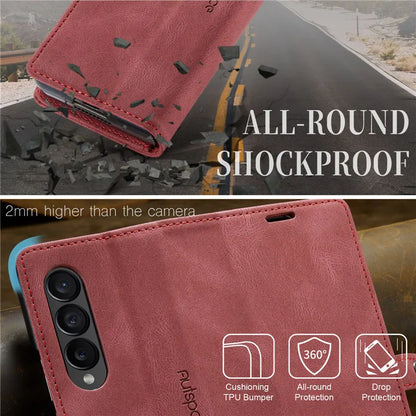 Retor Magnetic Leather Wallet Card Slots Phone Case for Samsung Galaxy Z Fold 7 6 5 4  Fold6 Fold5 Fold4 Flip Stand Cover Bag