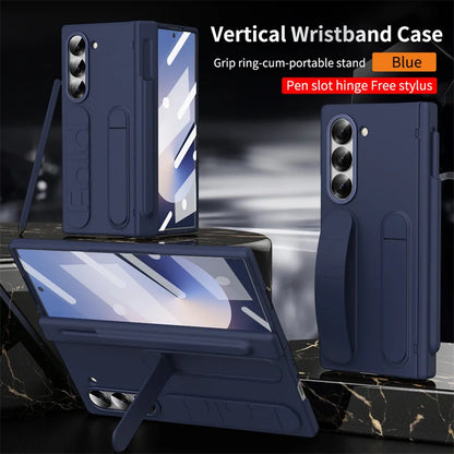 Hinge Wristband Holder Case for Samsung Galaxy Z Fold 7 6 5 4 3 5G With S Pen Slot Screen Glass Protective Cover For Z Fold 6