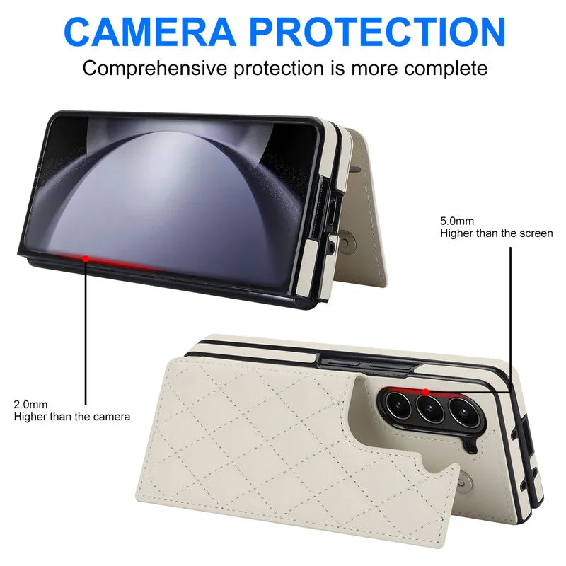 Leather Wallet Card Phone Case for Samsung Galaxy Z Fold 6 5 4 3 Fold6 Fold5 Fold4 Fold3 Shockproof Flip Stand Cover Hoesje Etui