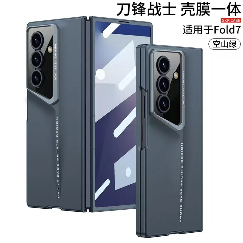 Fine Hole Matte PC Phone Case + Steel Film for Samsung Galaxy Z Fold 7 Zfold 6 5 4 Ultrathin Full Coverage Protective Hard Cover