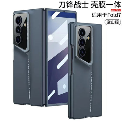 Fine Hole Matte PC Phone Case + Steel Film for Samsung Galaxy Z Fold 7 Zfold 6 5 4 Ultrathin Full Coverage Protective Hard Cover