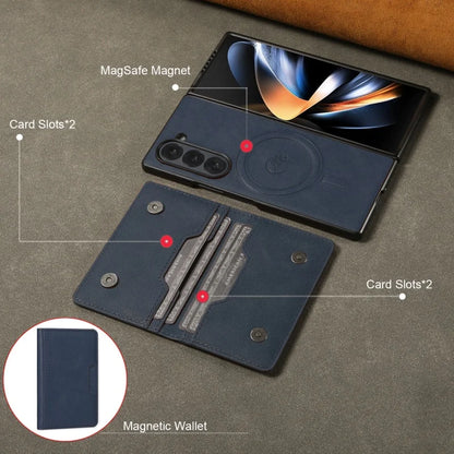 MagSafe Wireless Charging Leather Purse Phone Case For Samsung Galaxy Z Fold 7 6 5 4 3 Fold7 Fold6 Fold5 Flip Wallet Card Cover