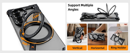 Oatsbasf Magnetic Phone Case for Samsung Galaxy Z Fold 6 5 Metal Slim Phone Protective Cover Shell with 360° Rotatable Stand