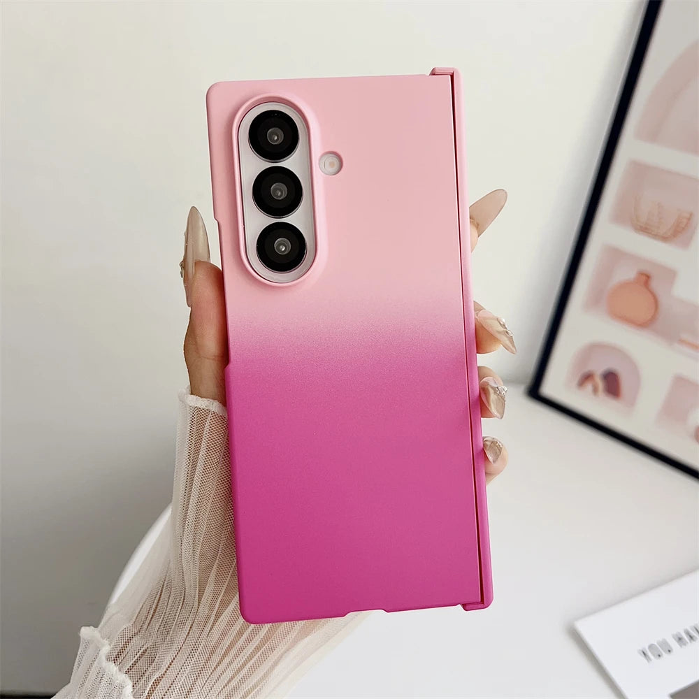 For Samsung Z Fold 7 6 Silicone Gradient Dual Color Case For Galaxy Z Fold 5 3 4 Fold6 Filp7 Hinge Protector Shockproof Cover