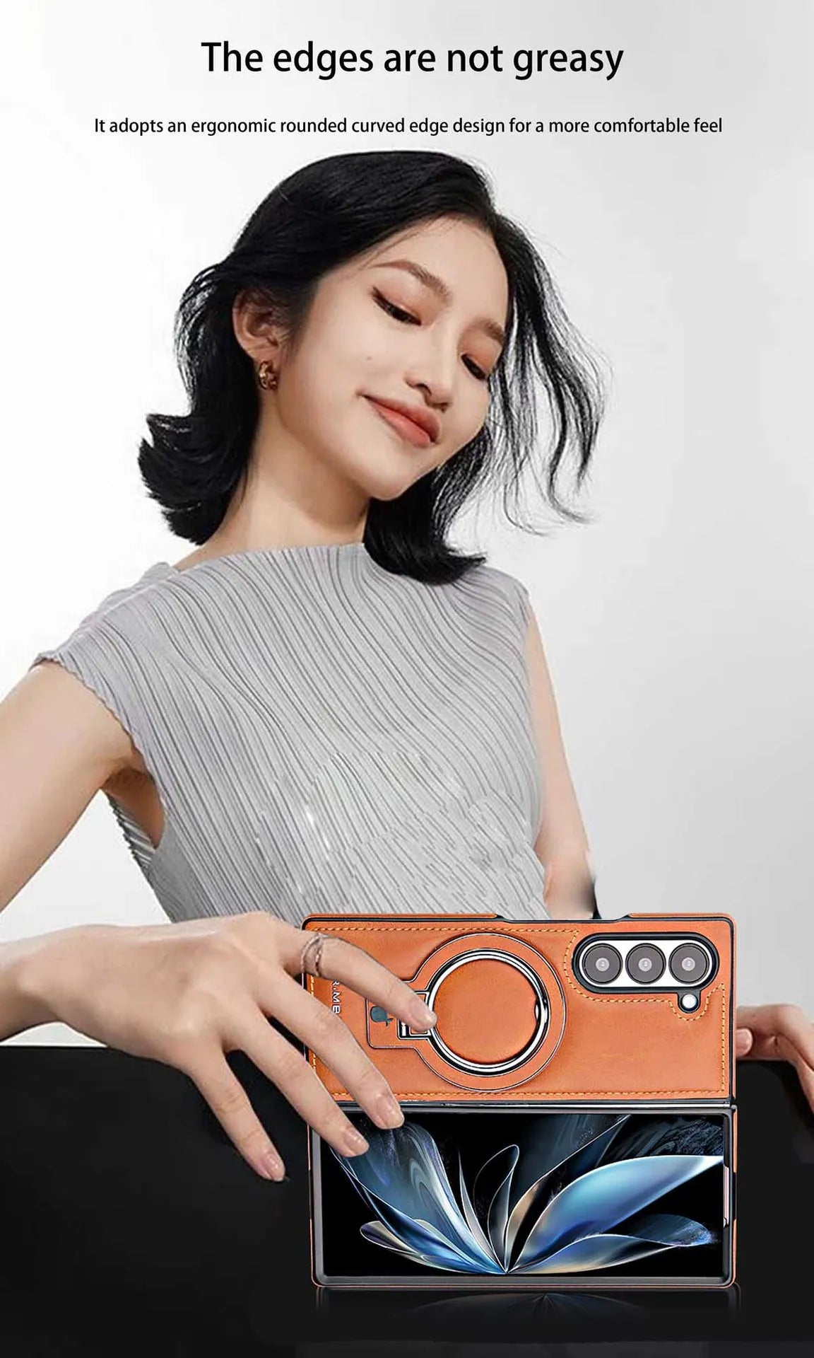 Electroplated Leather  Phone Case for Samsung Galaxy Z Fold 7 ZFold 6 5 4 3 Bracket Magnetic Wireless Charging Protective Cover