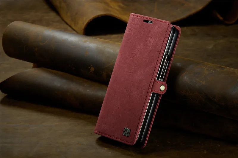 Retor Magnetic Leather Wallet Card Slots Phone Case for Samsung Galaxy Z Fold 7 6 5 4  Fold6 Fold5 Fold4 Flip Stand Cover Bag