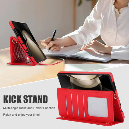 Ring Leather Zipper Wallet Card Slot Phone Case for Samsung Galaxy Z Fold 7 6 5 4 3 Shock Proof Flip Purse Holder Cover Hoesje