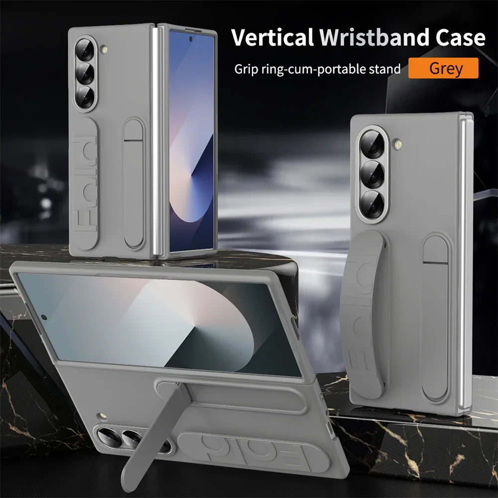 Luxury Wristband Invisible Bracket Case for Samsung Galaxy Z Fold 6 5 4 3 7 fold6 Hand Wrist Strap Folding Stand Silicone Cover