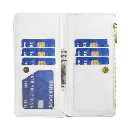 Luxury Lanyard Zipper Wallet Card Slot Phone Case For Samsung Galaxy Z Fold 7 6 5 4 3 Fold6 Fold5 Fold4 Leather Flip Stand Cover