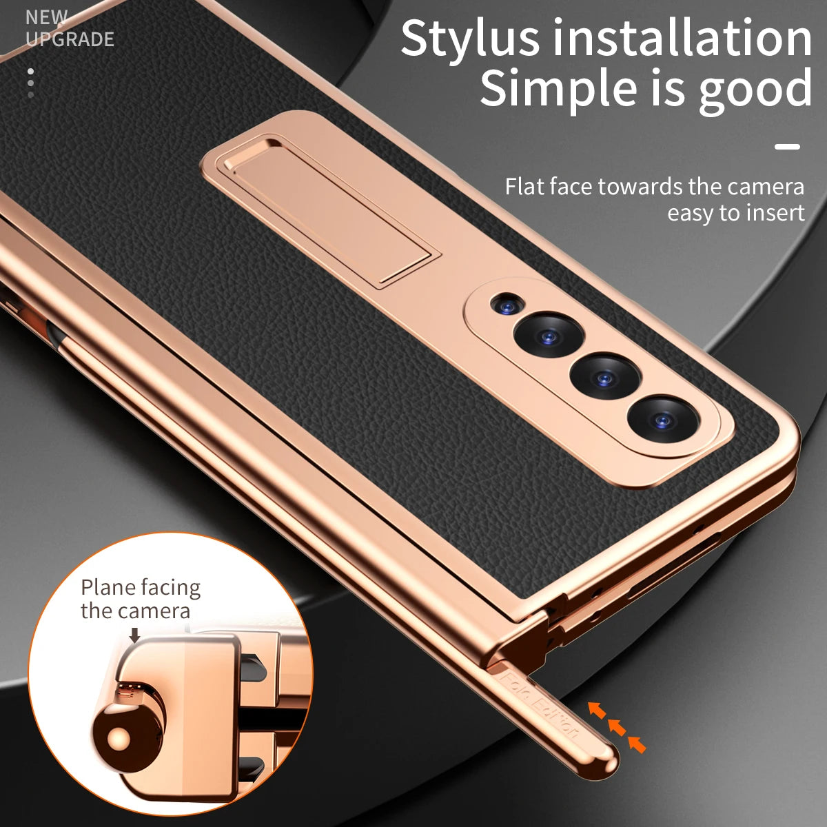 Coque With S Pen Plating Leather Case For Samsung Galaxy Z Fold 7 6 5 4 360 Full Protection Tempered Glass Kickstand Phone Cover