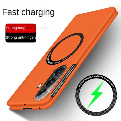 Business Sle Ultra-thin Frameless Magsafe Case for Samsung Galaxy Z Fold 7 6 5 4 3 Hard Fast Charging Shockproof Protect Cover