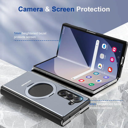 Case With Magsafe Kickstand 360° Rotatable Leather Full Body Protective Cover with Ring