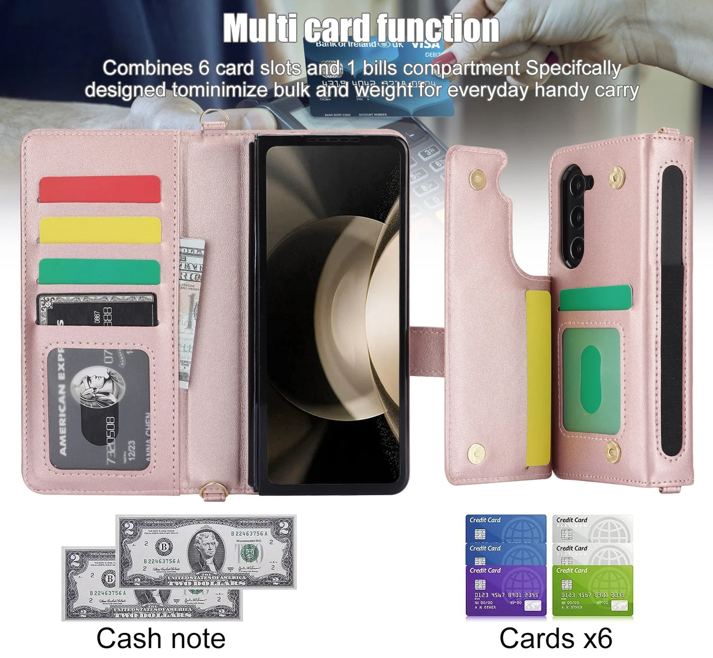 Ring Leather Zipper Wallet Card Slot Phone Case for Samsung Galaxy Z Fold 7 6 5 4 3 Shock Proof Flip Purse Holder Cover Hoesje