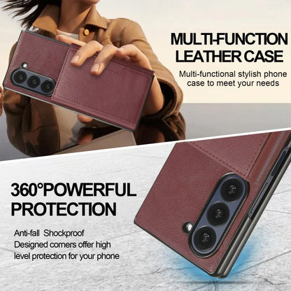 MagSafe Wireless Charging Leather Purse Phone Case For Samsung Galaxy Z Fold 7 6 5 4 3 Fold7 Fold6 Fold5 Flip Wallet Card Cover