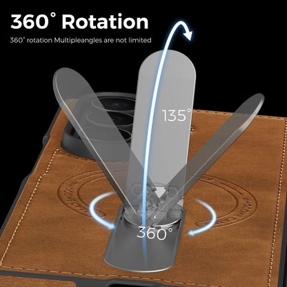 Fold 7 Strong Magnetic Phone Case for Samsung Galaxy Z Fold 7 6 5 4 3 Wireless Charging Metal Rotating Bracket Pu Leather Cover