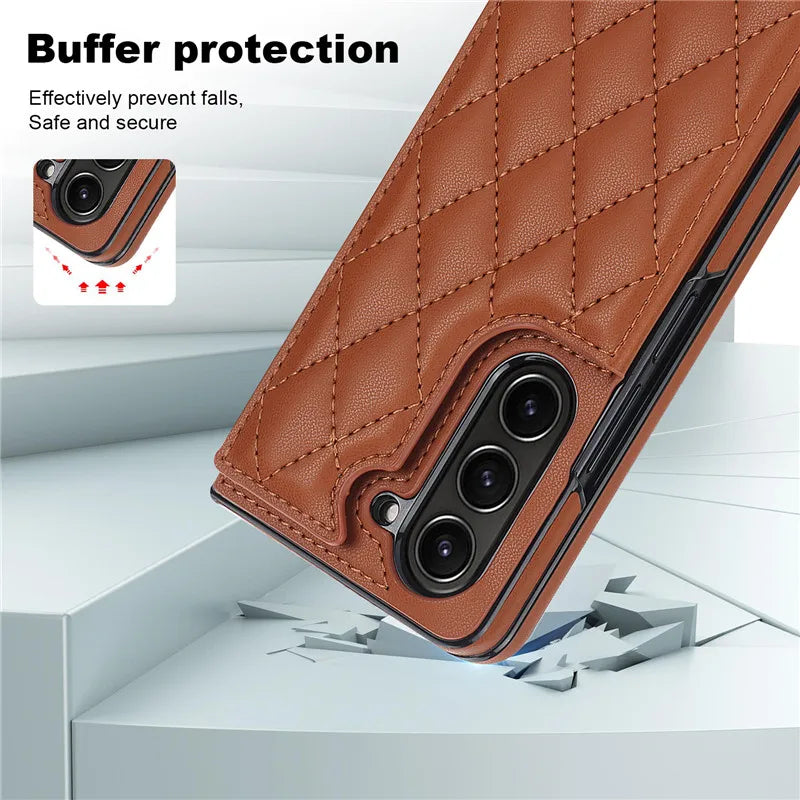 Leather Wallet Card Phone Case for Samsung Galaxy Z Fold 6 5 4 3 Fold6 Fold5 Fold4 Fold3 Shockproof Flip Stand Cover Hoesje Etui