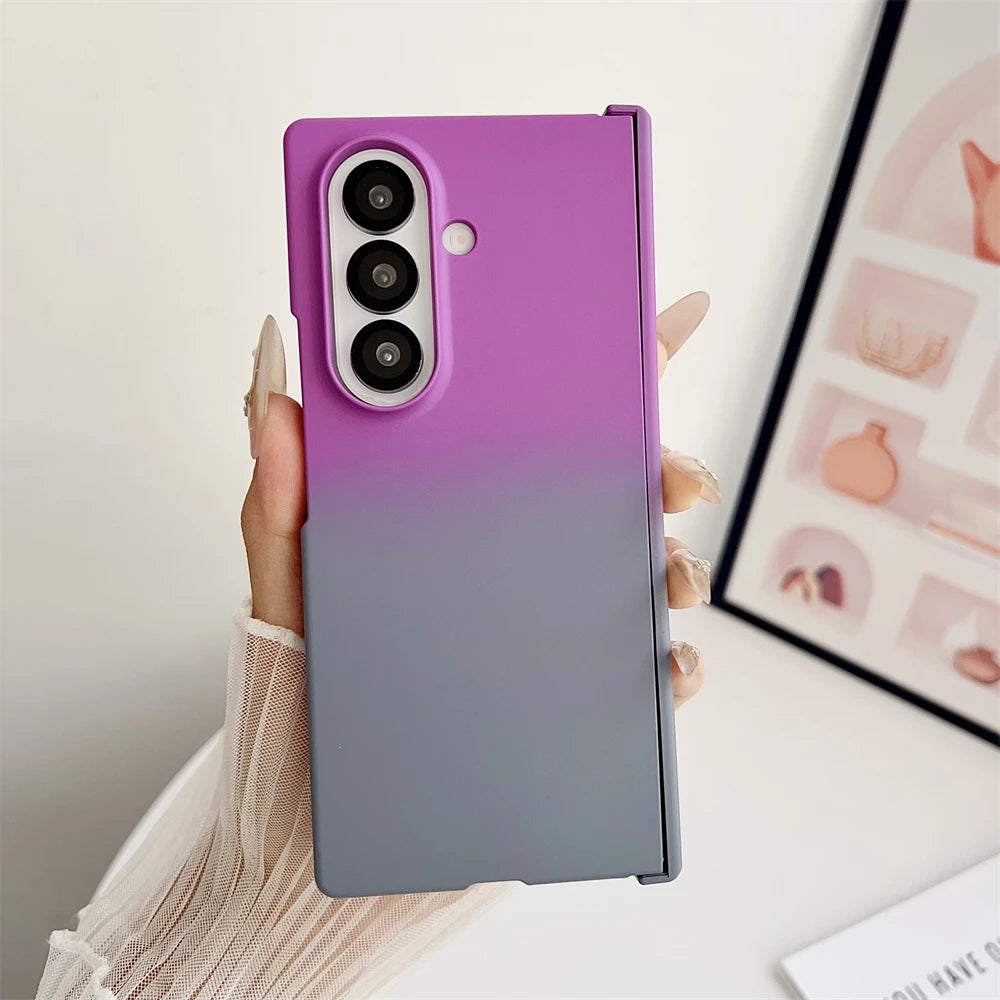 For Samsung Z Fold 7 6 Silicone Gradient Dual Color Case For Galaxy Z Fold 5 3 4 Fold6 Filp7 Hinge Protector Shockproof Cover