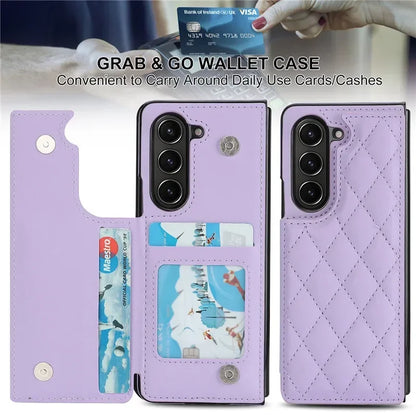 Leather Wallet Card Phone Case for Samsung Galaxy Z Fold 6 5 4 3 Fold6 Fold5 Fold4 Fold3 Shockproof Flip Stand Cover Hoesje Etui