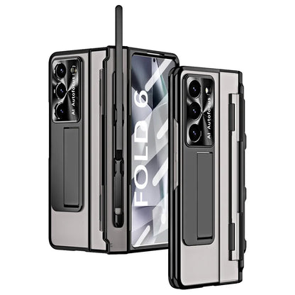 For Samsung Z Fold 5 6 Folding Armor Phantom Stand Phone Case or Samsung Z Fold 3 4 Pen Slot with Tempered Film Protective Cover