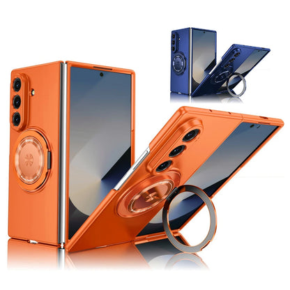 Luxury Military Armor Solid Color Magnetic 360 Bracket Phone Case For Samsung Z Fold 7 6 5 4 3 Wireless Charge Shockproof Cover