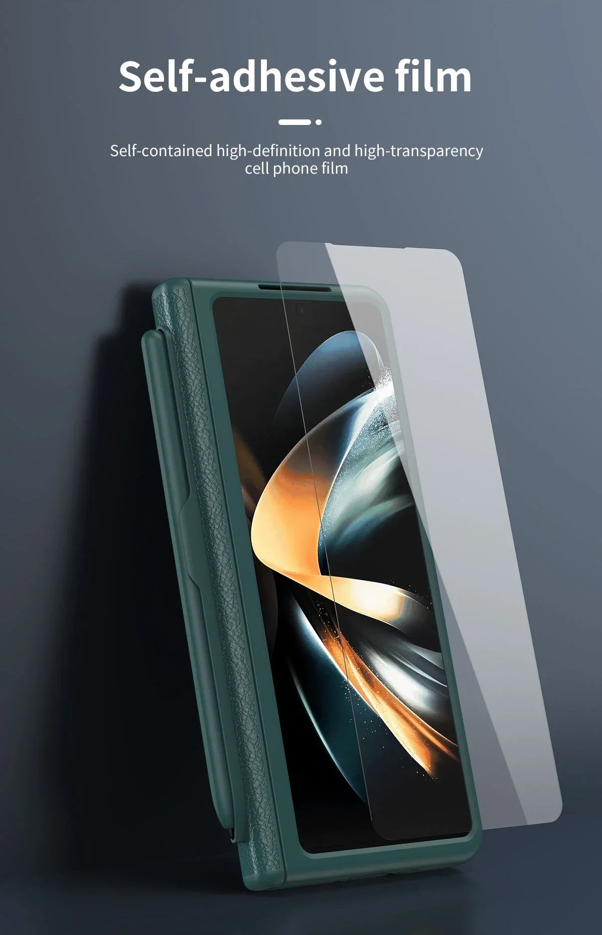 With Touch Pen Case For Samsung Galaxy Z Fold 5 Leather Hinge Fold 6 4 3 Screen Protector Tempered Film Folding Kickstand Cover