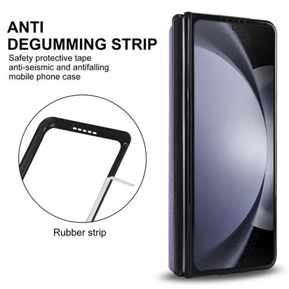 Pen Slot Leather Wallet Card Phone Case for Samsung Galaxy Z Fold 7 6 5 4 3 Fold6 Fold5 Fold4 Fold3 Retor Flip Stand Cover Etui