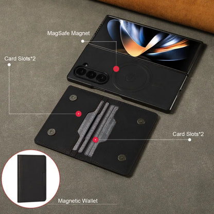 MagSafe Wireless Charging Leather Purse Phone Case For Samsung Galaxy Z Fold 7 6 5 4 3 Fold7 Fold6 Fold5 Flip Wallet Card Cover