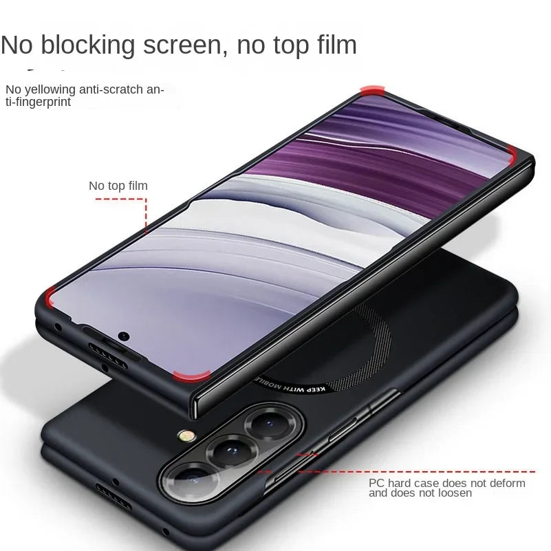 Business Sle Ultra-thin Frameless Magsafe Case for Samsung Galaxy Z Fold 7 6 5 4 3 Hard Fast Charging Shockproof Protect Cover