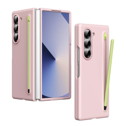 For Samsung Galaxy Z Fold 6 5 4 3 Case Color Skin Friendly Matte Elastic Pen Optional with Tempered Film Shockproof Hard Cover