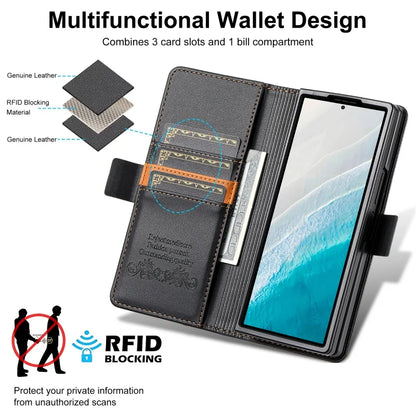 Luxury Magnetic Anti-theft Brush Leather Wallet Card Slot Phone Case for Samsung Galaxy Z Fold 7 6 5 4 3 Purse Holder Cover Etui