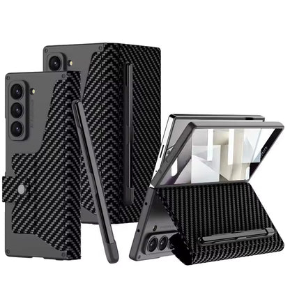 Card Holder PU Leather Case for Z Fold 7 / 6 – Screen Film, Pen Slot, Magnetic Buckle