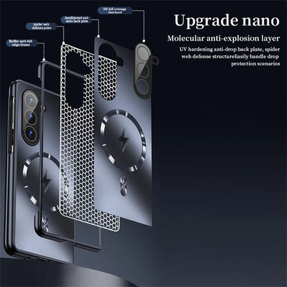 Luxury For Magsafe Wireless Charging Matte Frosted AG Case For Samsung Z Fold 7 6 zfold 5 4 3 5G Full Lens Protection Back Cover