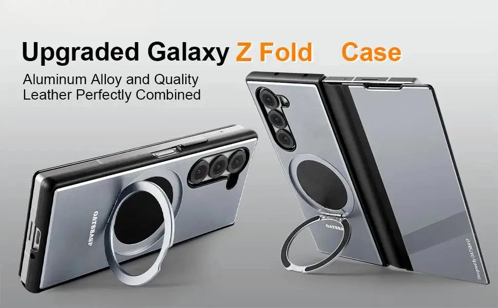 Case With Magsafe Kickstand 360° Rotatable Leather Full Body Protective Cover with Ring