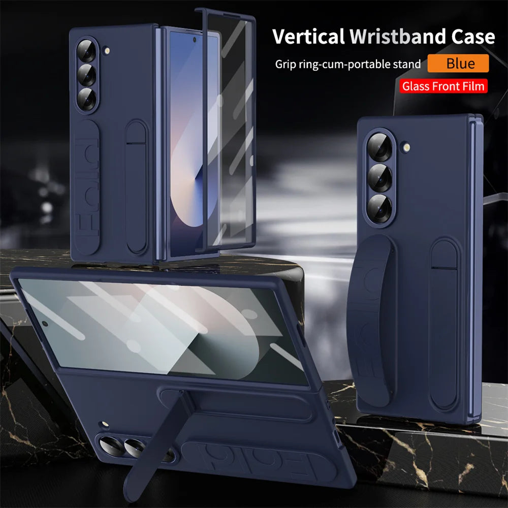 Luxury Wristband Invisible Bracket Case for Samsung Galaxy Z Fold 6 5 4 3 7 fold6 Hand Wrist Strap Folding Stand Silicone Cover