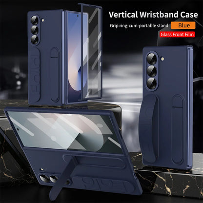 Luxury Wristband Invisible Bracket Case for Samsung Galaxy Z Fold 6 5 4 3 7 fold6 Hand Wrist Strap Folding Stand Silicone Cover