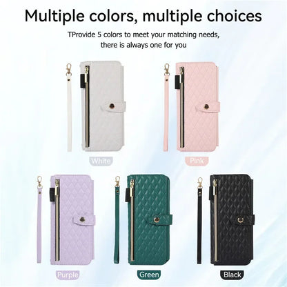 Luxury Lanyard Leather Flip Stand Phone Case for Samsung Galaxy Z Fold 7 6 5 4 3 Fold6 Fold5 Fold3 Fold4 Zip Wallet Card Cover