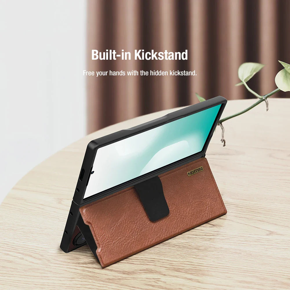 Nillkin For Samsung Galaxy Z Fold 7 5G Case Aoge Flip Leather Cases with S-Pen Holder Full Cover Protection