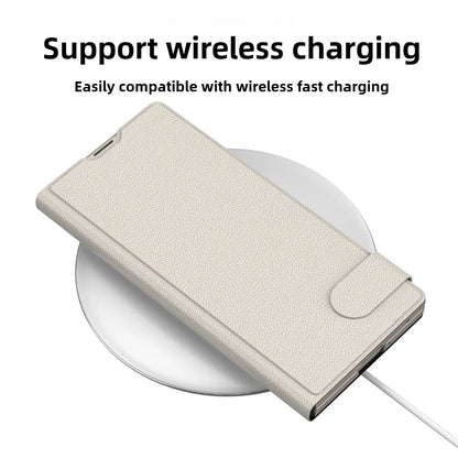 Fold7 Film+Phone Case for Samsung Galaxy Z Fold 7 Card Holder Magnetic Buckle Wallet Flip Wireless Charging Stand Leather Cover
