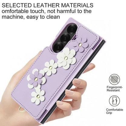 Long Lanyard Leather Wallet Card Slot Phone Case for Samsung Galaxy Z Fold 7 6 5 4 Wrist Strap Flip Purse Holder Cover Back Bag