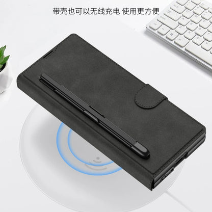 Fold 7 Card Holder Screen Film&Phone Case for Samsung Galaxy Z Fold 7 6 Pen Slot Magnetic Buckle Wallet Pu Leather+Pc Hard Cover