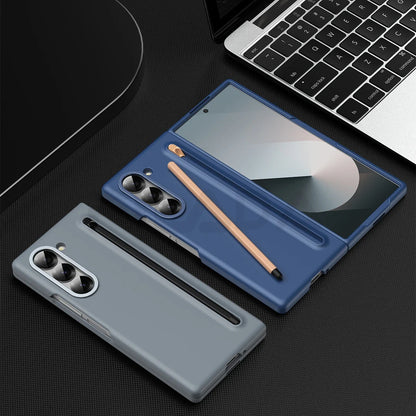 For Samsung Galaxy Z Fold 6 5 4 3 Case Color Skin Friendly Matte Elastic Pen Optional with Tempered Film Shockproof Hard Cover