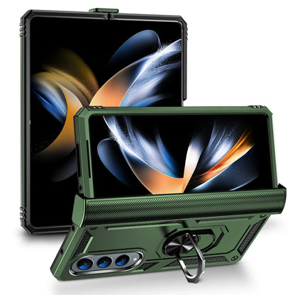 Military Grade Protection Metal Ring Grip Case for Galaxy Z Fold 4 Shockproof Heavy Duty Defender Rugged Folding Phone Case
