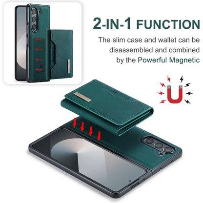 Z Fold 7 Phone Case for Samsung Galaxy Z Fold 6 5 4 3 Magnetic Detachable Metal Button Card Slot Bracket Wallet Pu Leather Cover