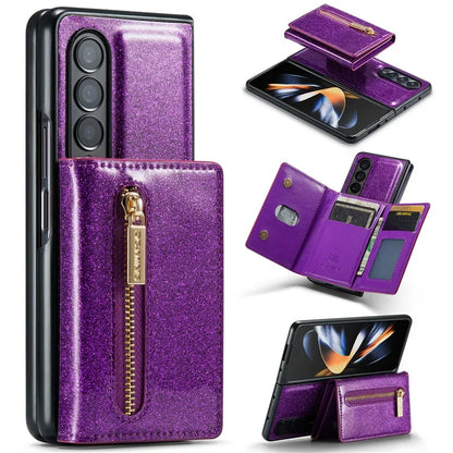 Glitter Magnetic Leather Zip Wallet Phone Case For Samsung Galaxy Z Fold 5 4 3