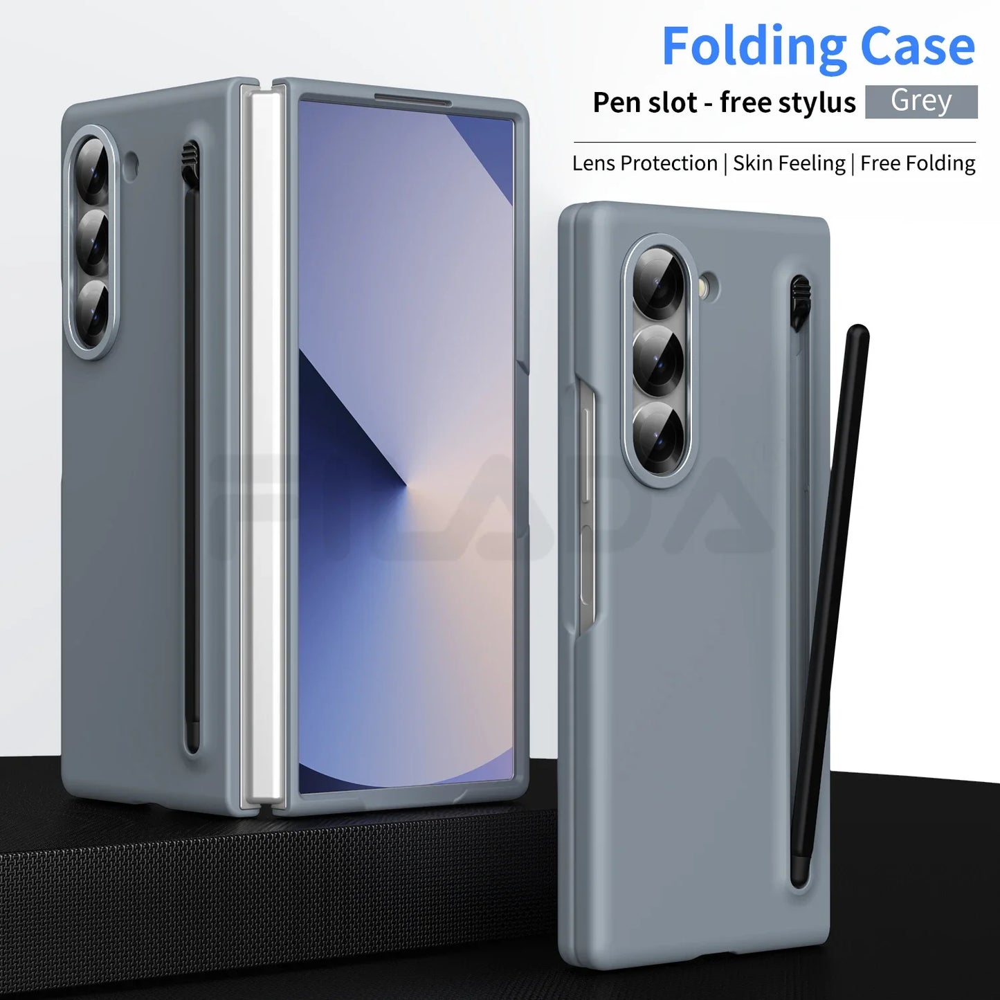 For Samsung Galaxy Z Fold 6 5 4 3 Case Color Skin Friendly Matte Elastic Pen Optional with Tempered Film Shockproof Hard Cover