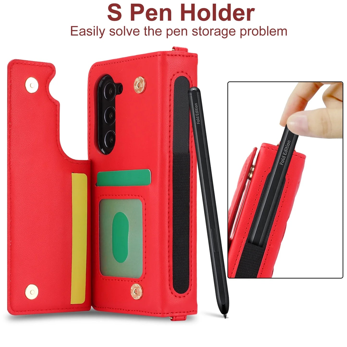 Ring Leather Zipper Wallet Card Slot Phone Case for Samsung Galaxy Z Fold 7 6 5 4 3 Shock Proof Flip Purse Holder Cover Hoesje
