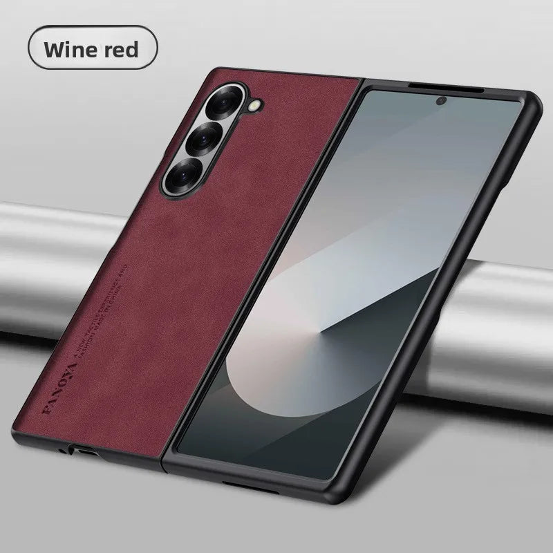 Luxury Sheepskin Leather TPU Camera Protect Sheepskin Fold Soft Phone Case for Samsung Galaxy Z Fold 7 6 5 4 3 Skin Feel Cover