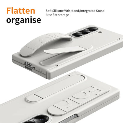 Hinge Wristband Holder Case for Samsung Galaxy Z Fold 7 6 5 4 3 5G With S Pen Slot Screen Glass Protective Cover For Z Fold 6